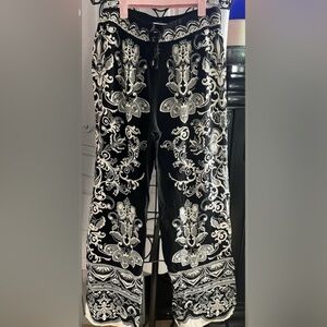 Cynthia Rowley Black and White wide leg palazzo lounge pants